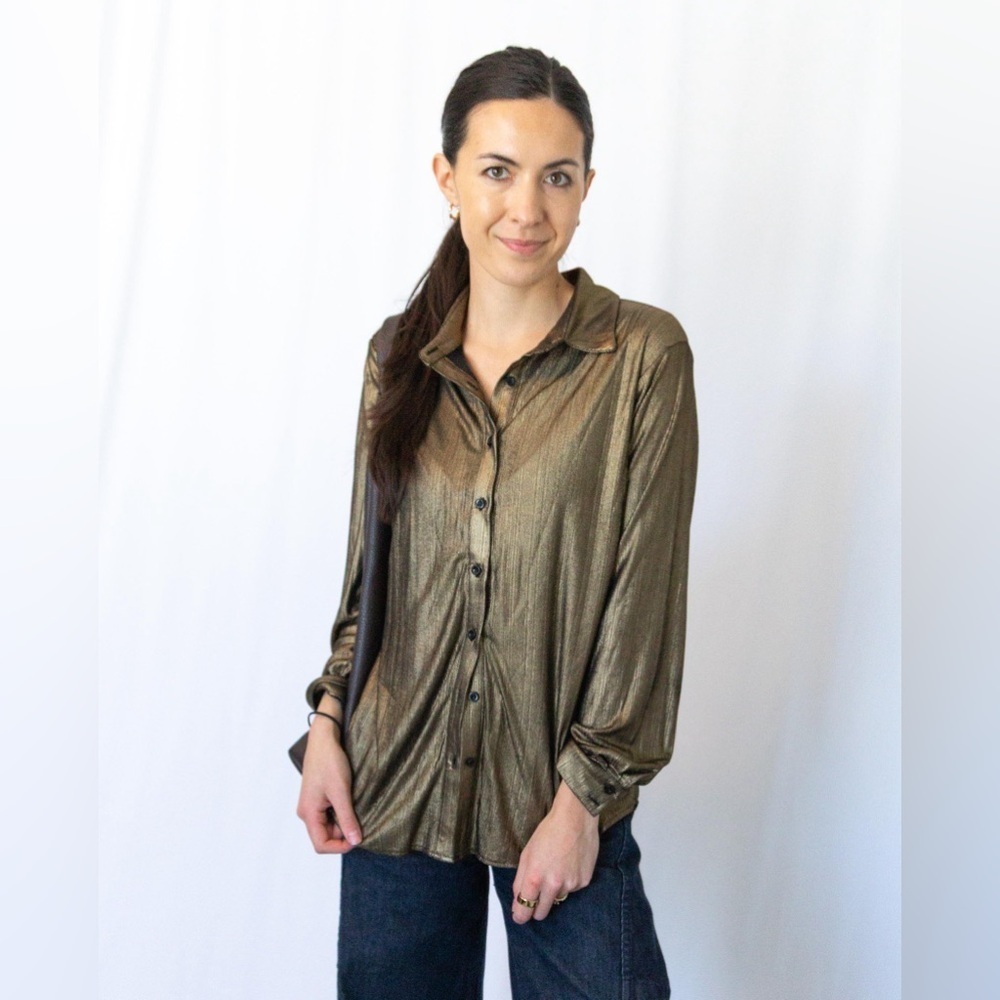 Gold Button Down - Picture 3 of 10